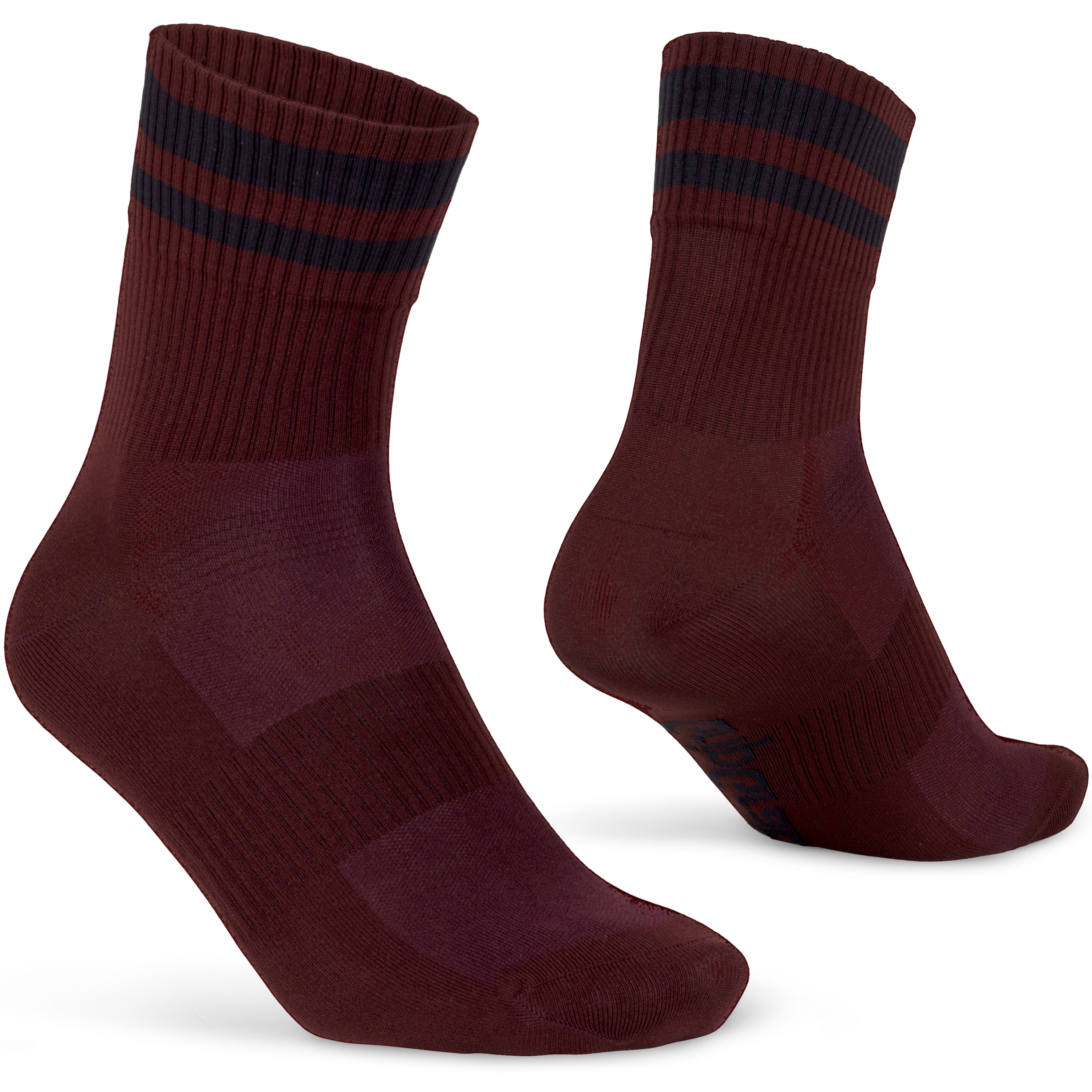 GripGrab Original Stripes Crew Sockar Dark Red 